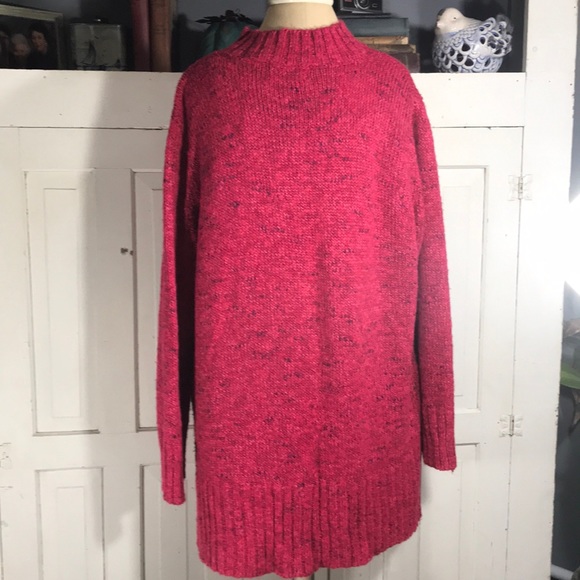 VINTAGE long oversized mock turtleneck sweater 1x - Picture 3 of 8